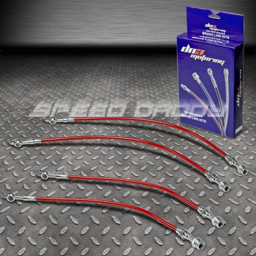 Front+rear stainless steel hose brake line 93-97 mazda mx6/626/ford probe gt red