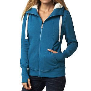 Fox racing cliffhanger sherpa womens zip up hoody emerald/blue xs