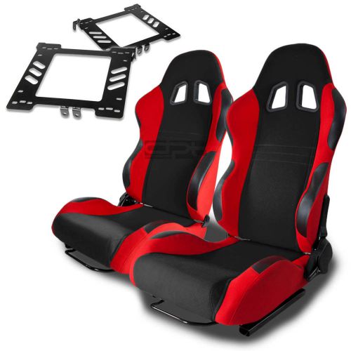 Type-7 racing seat black red woven+silder+for 99-05 golf mk4/jetta bracket x2