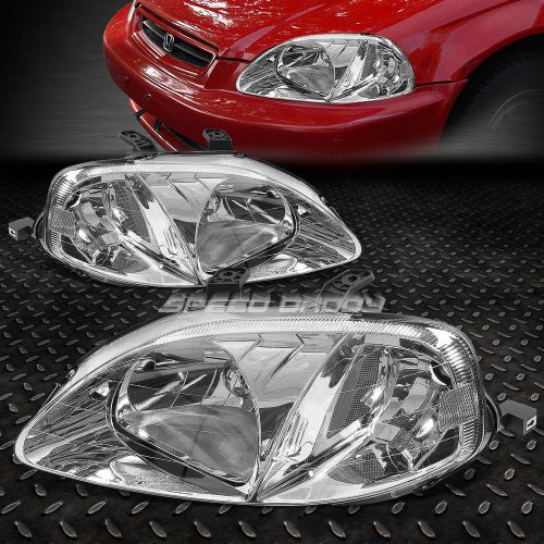 Chrome housing headlight+clear corner reflector lamp for 99-00 civc ej/ek/em1