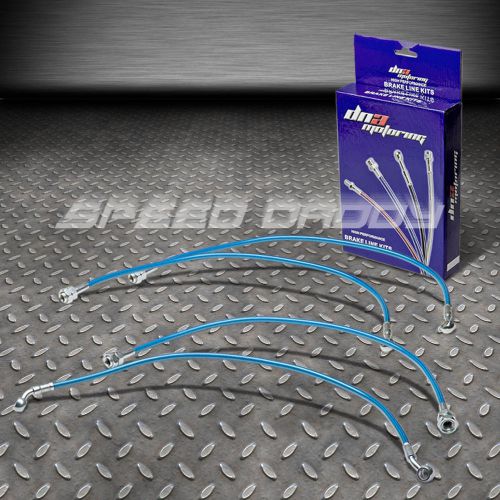 Front+rear stainless hose brake line/cable for 01-05 civic em/es/ep3 si blue