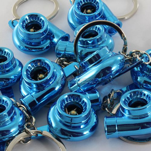 10pcs universal blue spinning turbo charger turbine keychain keyring key chain