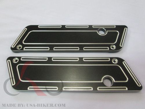 Black billet cnc aluminum  saddlebags latch cover face 4 harley touring 93-13