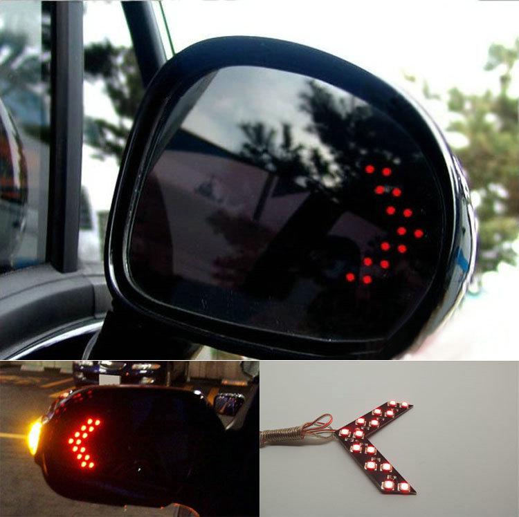 2x red arrow panels 14smd led for car side mirror turn signal indicator light #c