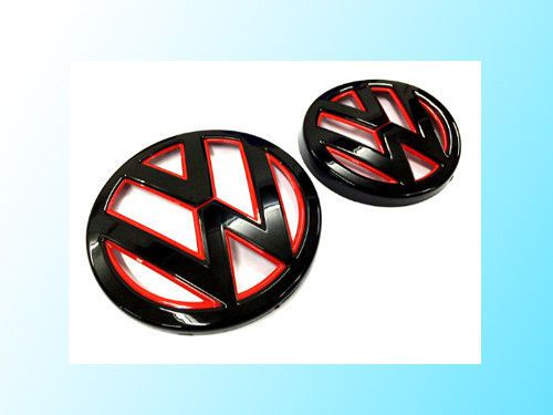 Gloss black &amp; red front &amp; rear combo emblem badge for vw golf mk7 gti r tdi