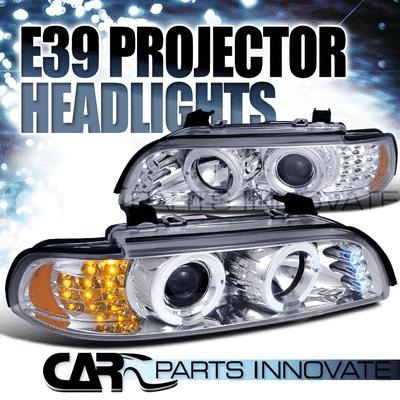 Bmw 01-03 e39 525i 528i 540i projector headlights chrome w/ amber led signal