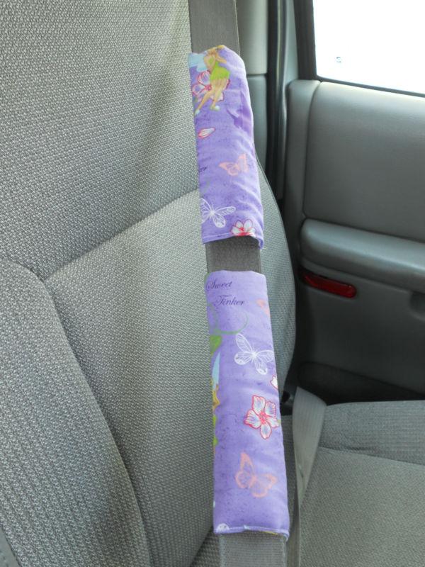 Handmade tinkerbell print seat belt strap covers