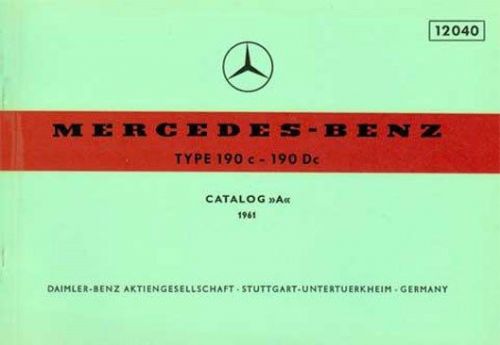 Mercedes-benz 190c 190dc illustrated parts catalog a 1961