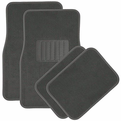 Car floor mats for auto 4pc carpet semi custom fit heavy duty w/heel pad grey