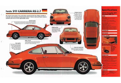 1973 porsche 911 carrera rs 2.7 imp brochure