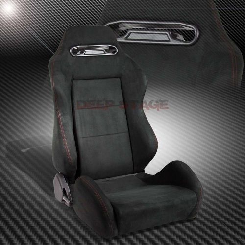 2x suede type-r reclinable sports style racing seats+mounting sliders right side