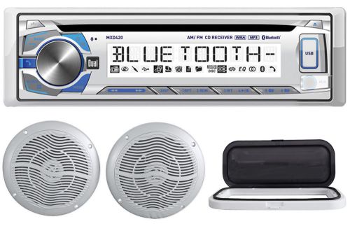 Dual mxd420bt marine/boat cd/mp3 player receiver+housing+(2) 6.5&#034; boat speakers