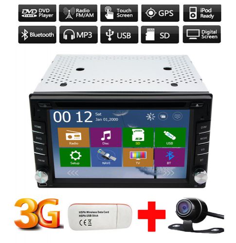 In dash 2din hd gps navi car stereo dvd cd player bt radio ipod 3g internet+cam