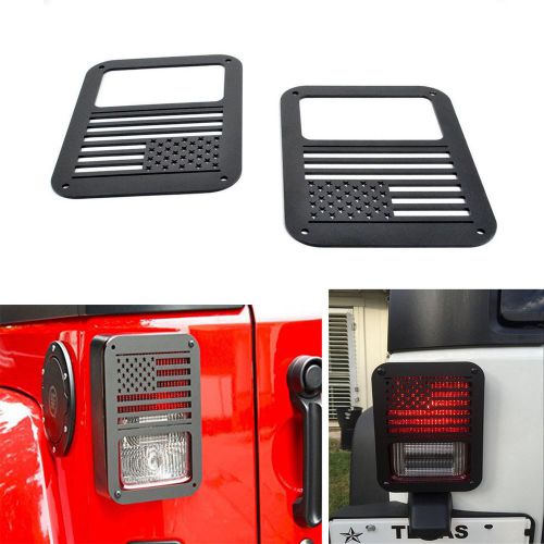 Set of 2 usa flag rear light tail lamp covers trim guards for jeep wrangler jk