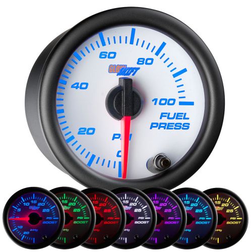 52mm glowshift white 7 color 0 - 100 psi electrical fuel pressure gauge meter