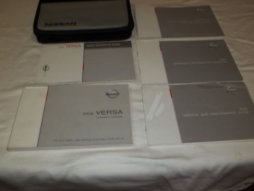 2009 nissan versa owner&#039;s manual 6.p/s set + gray &amp; black nissan zippered case