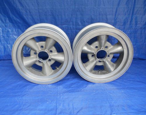 Vintage 5 spoke mag wheels 14x6 pair hot rod gasser day2 torque thrust style