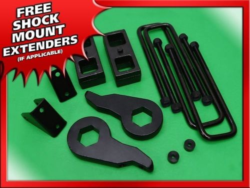 00-10 sierra 2500hd 3500hd 4wd 2wd 1-3&#034; ft 3&#034; rr steel lift kit shock extenders