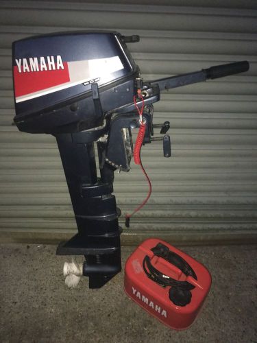 Yamaha 8hp long shaft manual start tiller control outboard with tank &amp; line