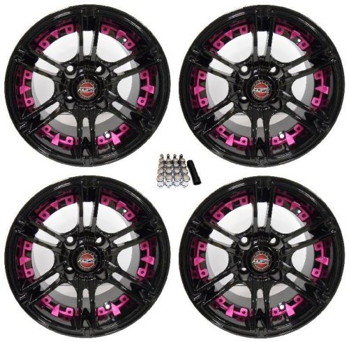 Madjax 14&#034; mirage black/pink golf cart wheels/rims yamaha