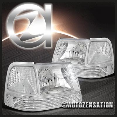 98-00 ford ranger drl led chrome headlights+corner bumper lights