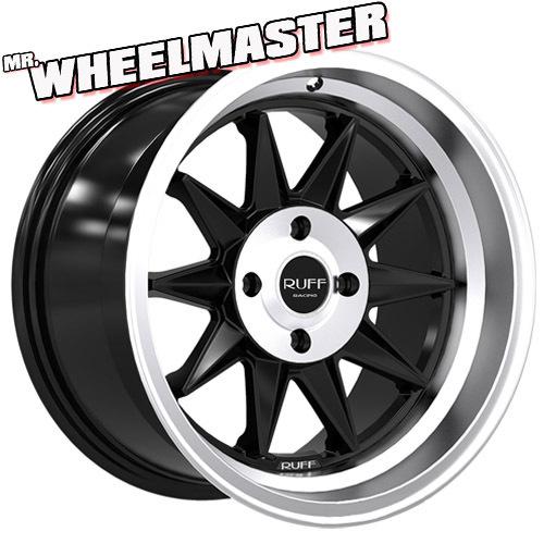 (4) 15 inch wheels ruff racing 358 rims 15x8.5 4x100 +17 satin black/machine lip