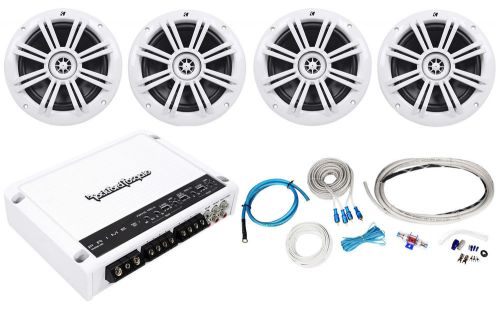 4) kicker 41km604w 6.5&#034; marine speakers+rockford fosgate m400-4d amplifier+wires