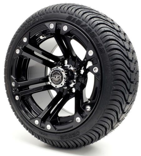 12&#034; madjax &#034;nitro&#034; black wheel and 215/35-12 cruze golf cart tire combo