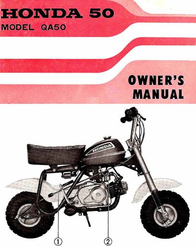 1973 honda qa50 k1 minibike motorcycle owners manual -qa 50-honda-qa50k1