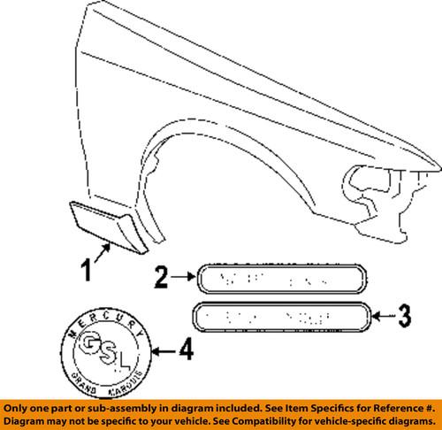 Mercury oem 3w7z16098aa fender-emblem badge nameplate