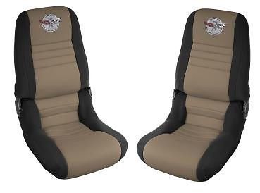 1978 corvette neoprene seat covers w/ 25th anniversary logo - black - tan insert