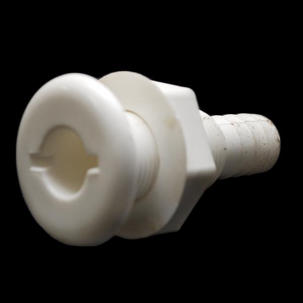 Standard white 3/4 inch plastic boat thru hull connector