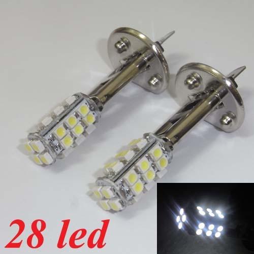 2pcs new h1 28 led super white 28 smd car fog light headlight bulb lamp 12v dc