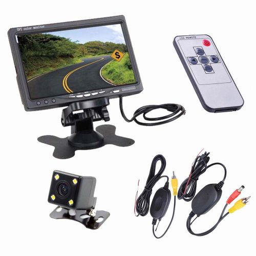 7&#034; hd lcd monitor+car wireless rear view back up camera kit ir led night vision