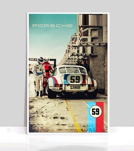 59 brumos 911 garage art 18&#034; x 24&#034; plastic vintage porsche car poster