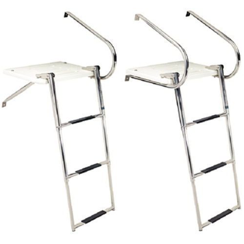 Fiberglass swim platform with 3 step ladder for outboard or sterndrive boats