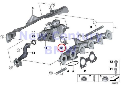 Bmw genuine exhaust manifold-agr gasket steel f02n f10n f15 bmw11718574365