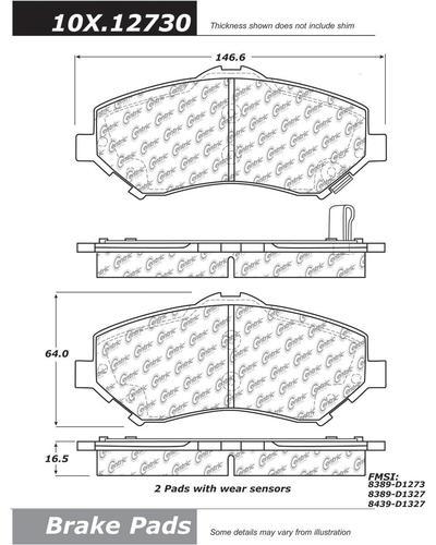 Centric 105.12730 brake pad or shoe, front-posi-quiet ceramic w/shims & hardware