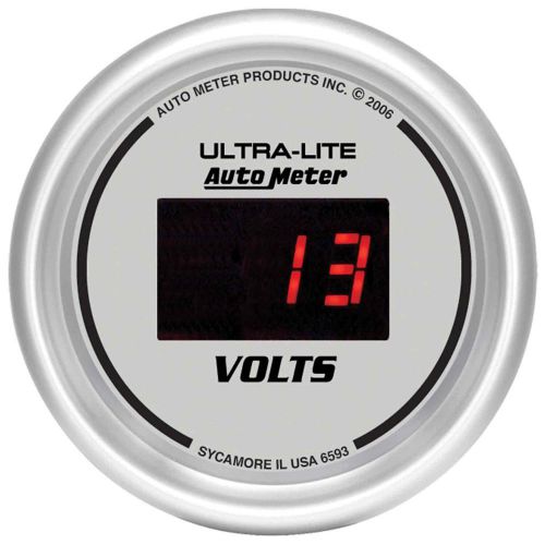 Auto meter 6593 voltmeter 2-1/16&#034; silver face ultra-lite digi