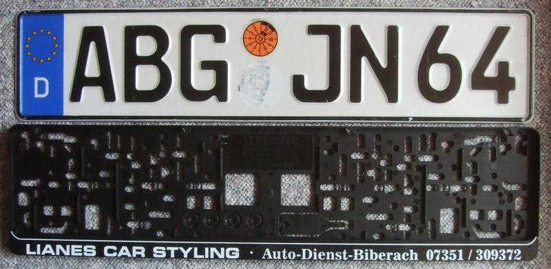 Genuine german license plate from germany with new frame volkswagen vw