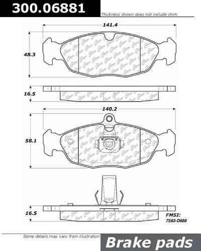 Centric 300.06881 brake pad or shoe, rear-premium semi-met pads w/shims