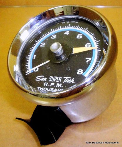 Sun super tach, 8,000 rpm, w/cup &amp; mount, blue face, no sender required,