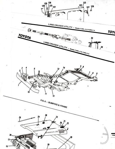 Toyota land cruiser utility fj40l-a fj40lv-a body parts list crash sheet mofre