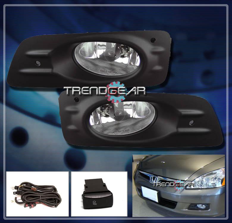 06 07 honda accord ex lx sedan 4dr jdm bumper fog lights lamp+switch+harness kit