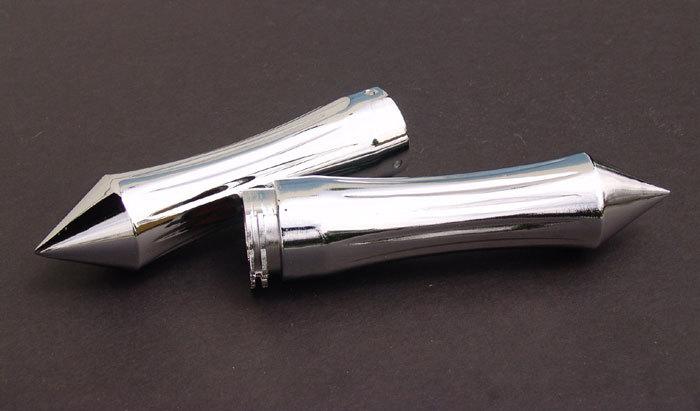 Chromed billet spike  grips 4 a harley,custom,indian, b