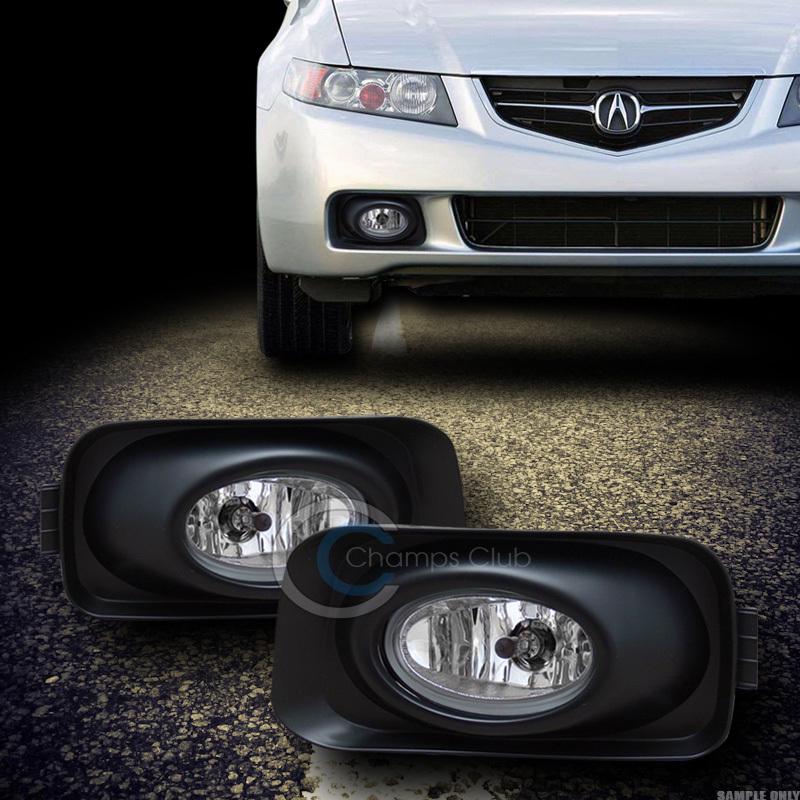 Jdm chrome clear front bumper driving fog lights lamps w/switch 03-06 acura tsx