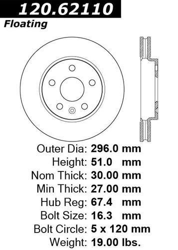 Centric 120.62110 front brake rotor/disc-premium rotor-preferred