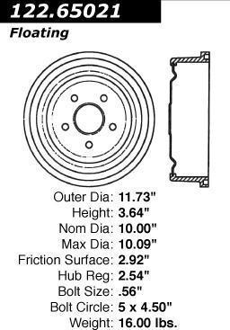 Centric 122.65021 rear brake drum-premium drum