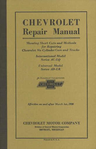 1930 chevy cars repair shop manual international series ac-lq universal ad-lr