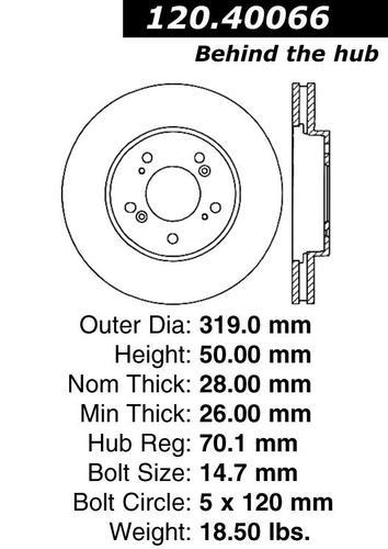 Centric 120.40066 front brake rotor/disc-premium rotor